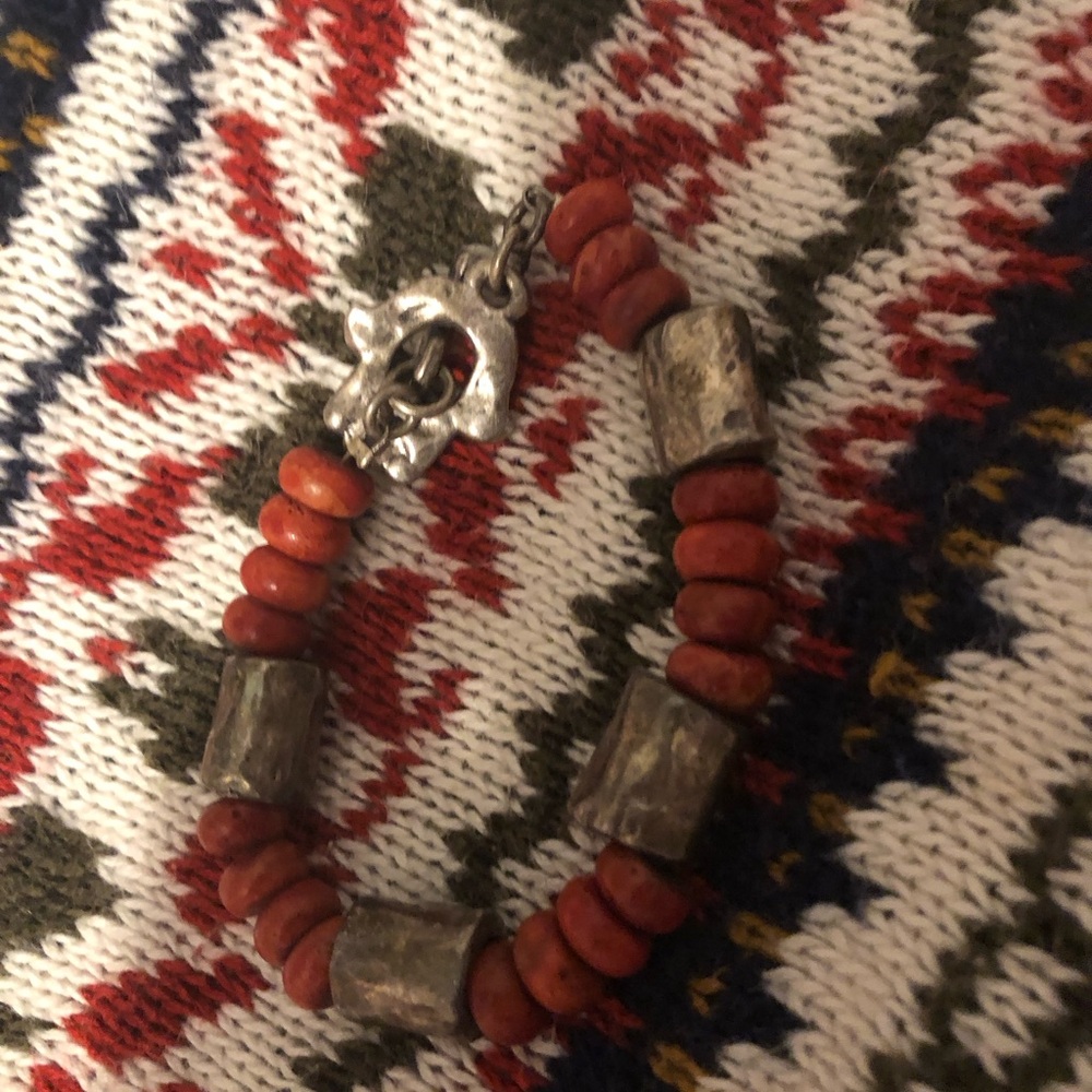 🌴Sterling Silver Coral Beaded Bracelet- 52A $60 or $50 w/offer